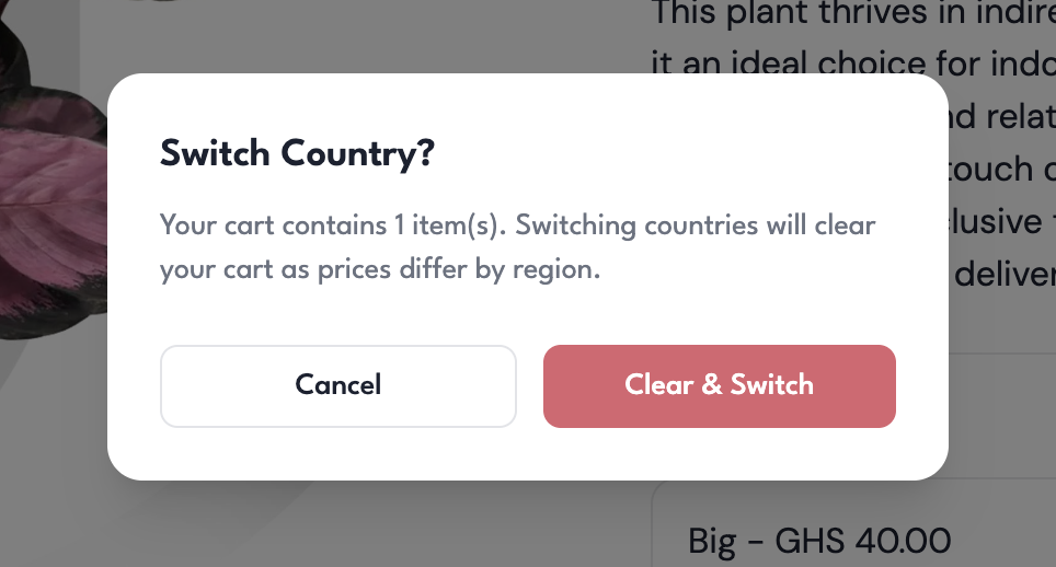 BuyFlowers country switcher confirmation